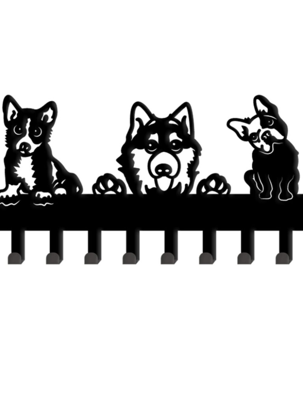 New Puppy dogs black metal wall hanger with 10 hooks